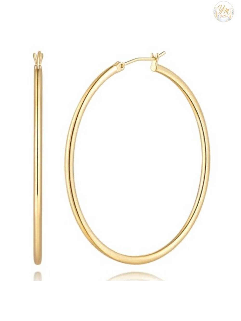 14k Gold Plated Hoop Earrings for Women - Small to Large Sizes - Hypoallergenic